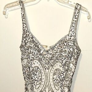 Cache White beaded ballgown / wedding, pageant, prom